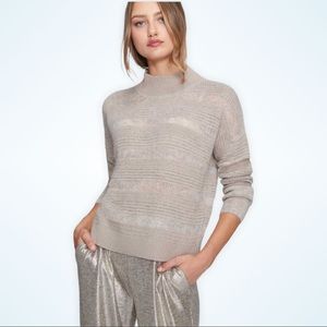 NWT BROCHU WALKER Sidi Stripe Pullover Sweater in Jute - Beige, Neutral Soft Top
